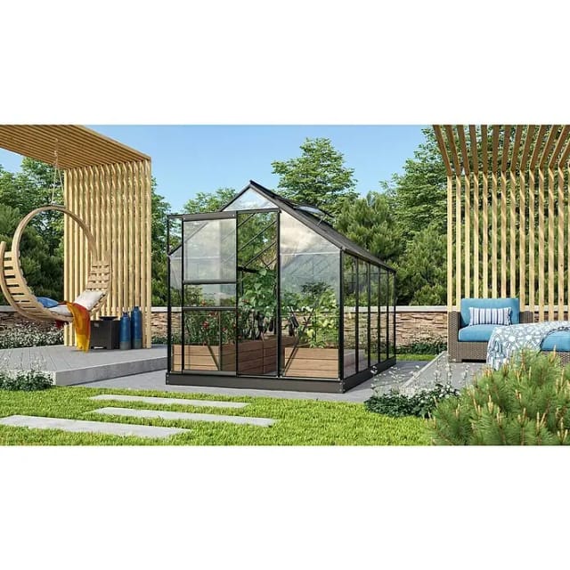VITAVIA Gewächshaus »Venus 6200«, 6,2 m², Aluminium, winterfest - grau