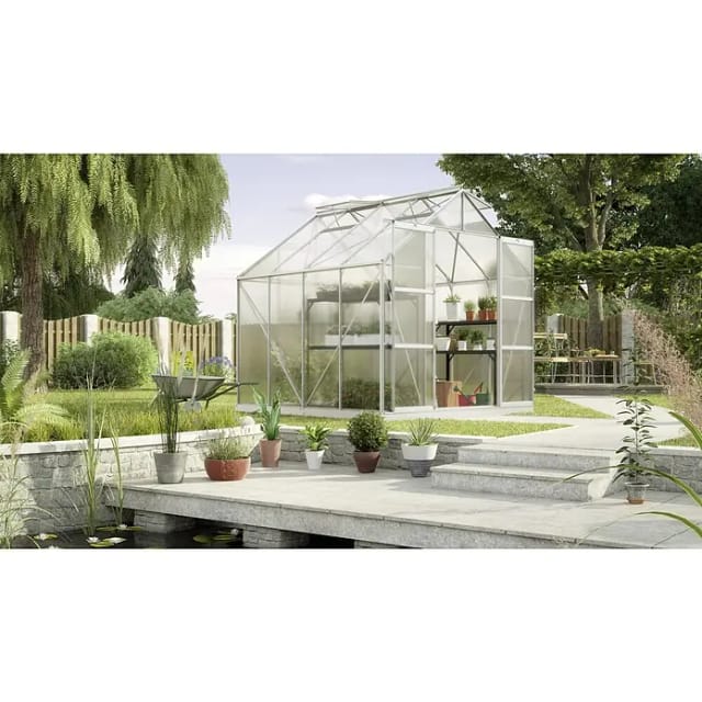 VITAVIA Gewächshaus »Uranus 6700«, 6,7 m², Kunststoff/Aluminium, winterfest - silberfarben