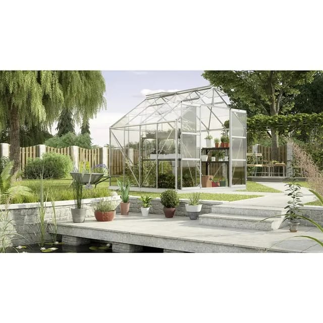 VITAVIA Gewächshaus »Uranus 6700«, 6,7 m², Aluminium/Glas, winterfest - silberfarben