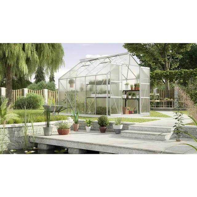 VITAVIA Gewächshaus »Uranus 8300«, 8,3 m², Kunststoff/Aluminium, winterfest - silberfarben