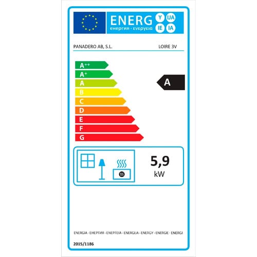 PANADERO Kaminofen »Loire Trivison«, schwarzmetallic, Stahl, 5,9 kW