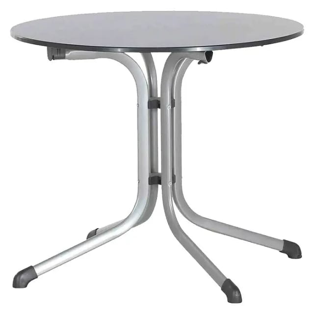 SIEGER Klapptisch, mit Vivodur-Tischplatte, Ø x H: 85 x 73 cm - silberfarben