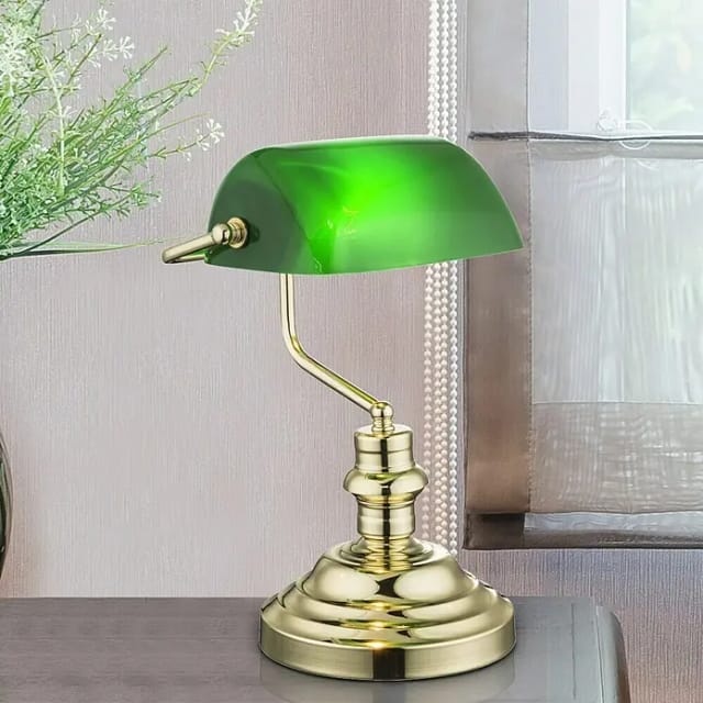 GLOBO LIGHTING Tischleuchte »ANTIQUE«, Höhe: 36 cm, 60 W, Metall glänzend, grün - goldfarben