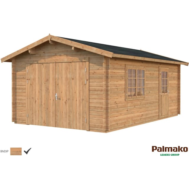 PALMAKO Blockbohlen-Garage, BxT: 360 x 550 cm (Außenmaße), Holz - braun