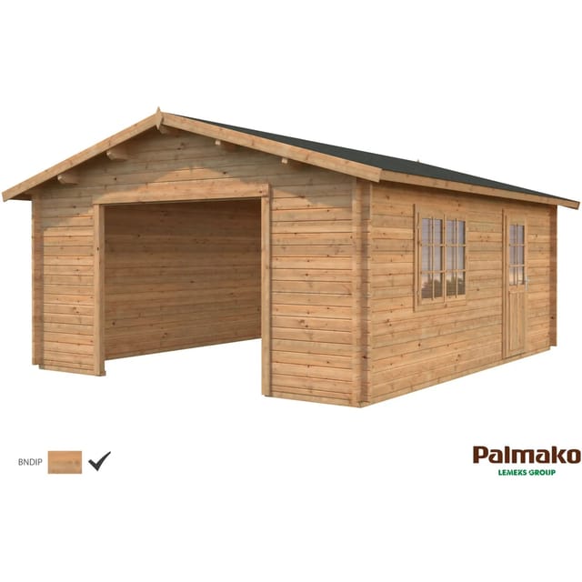 PALMAKO Blockbohlen-Garage, BxT: 450 x 550 cm (Außenmaße), Holz - braun