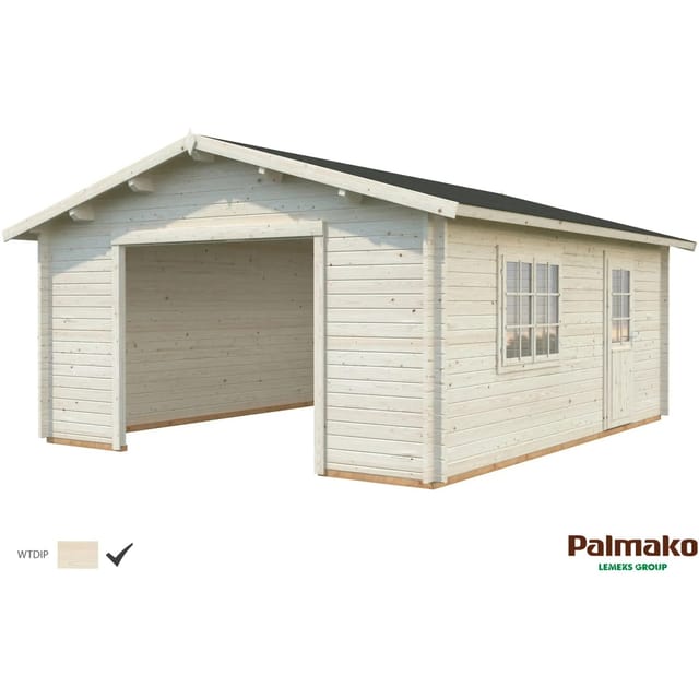 PALMAKO Blockbohlen-Garage, BxT: 450 x 550 cm (Außenmaße), Holz - transparent