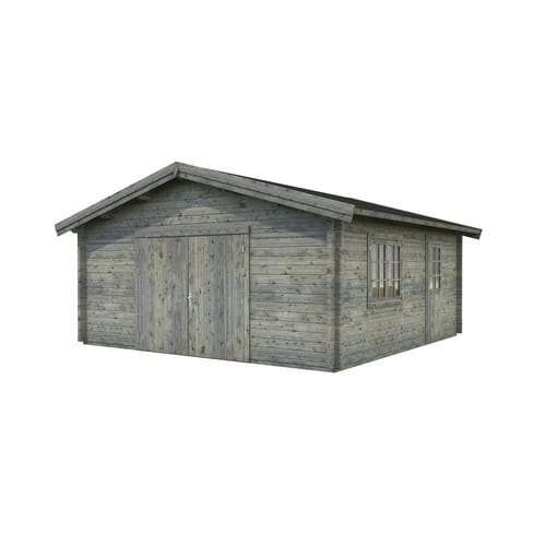 PALMAKO Blockbohlen-Garage, BxT: 540 x 540 cm (Außenmaße), Holz - grau