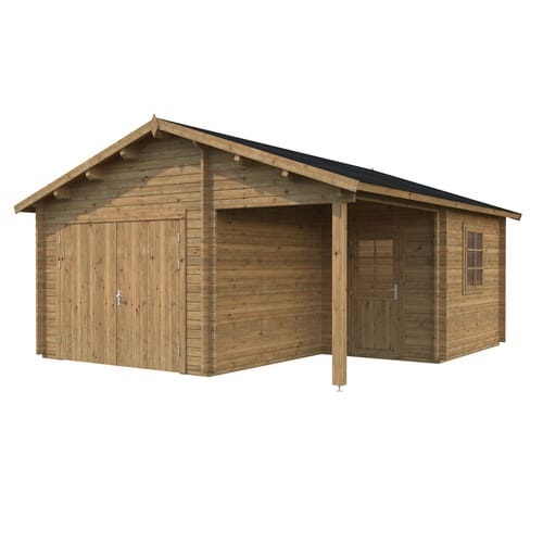 PALMAKO Blockbohlen-Garage, BxT: 510 x 550 cm (Außenmaße), Holz - braun