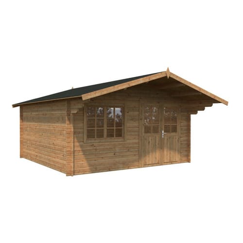 PALMAKO Blockbohlenhaus »Britta«, Holz, BxHxT: 488 x 270 x 580 cm (Außenmaße inkl. Dachüberstand) - braun