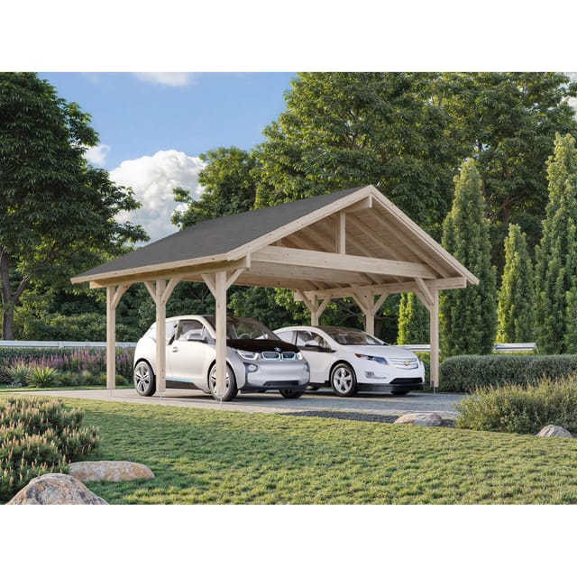 PALMAKO Doppelcarport »Robert«, Außenmaß BxT: 635 x 510 cm, braun