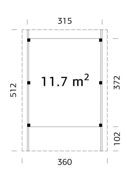 PALMAKO Einzelcarport »Karl«, Außenmaß BxT: 360 x 512 cm, natur - beige