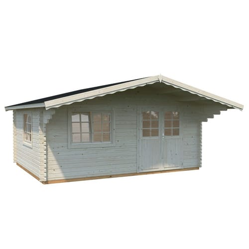 PALMAKO Blockbohlenhaus »Sally«, Holz, BxHxT: 577 x 267 x 390 cm (Außenmaße inkl. Dachüberstand) - braun