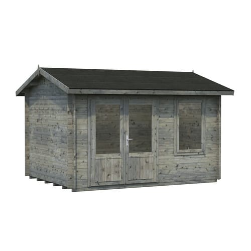 PALMAKO Blockbohlenhaus »Iris«, Holz, BxHxT: 404 x 249 x 276 cm (Außenmaße inkl. Dachüberstand) - grau