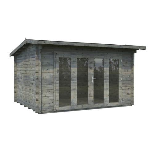 PALMAKO Blockbohlenhaus »Ines«, Holz, BxHxT: 434 x 249 x 379 cm (Außenmaße inkl. Dachüberstand) - grau