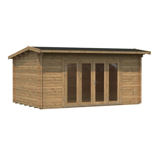 PALMAKO Blockbohlenhaus »Ines«, Holz, BxHxT: 524 x 249 x 300 cm (Außenmaße inkl. Dachüberstand) - braun