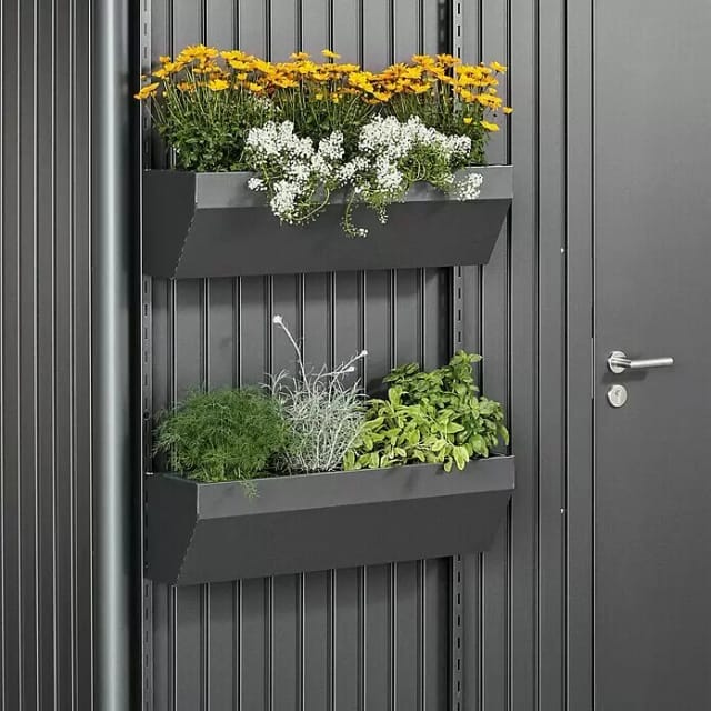 BIOHORT Blumenkasten »FloraBoard«, BxH: 82 x 188 cm, dunkelgrau, Stahlblech