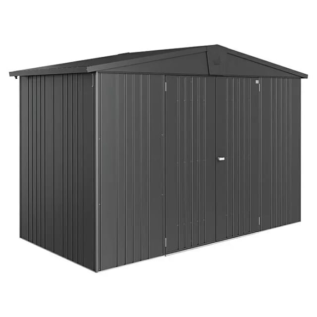 BIOHORT Gerätehaus »Europa«, Stahl, BxHxT: 316 x 209 x 156 cm (Außenmaße inkl. Dachüberstand) - grau