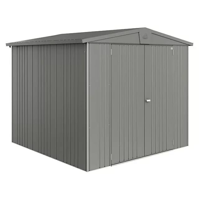 BIOHORT Gerätehaus »Europa Gr. 4«, Metall, BxHxT: 244 x 203 x 228 cm (Außenmaße inkl. Dachüberstand) - grau
