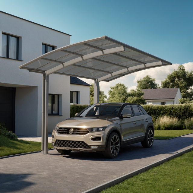 XIMAX Einzelcarport »Portoforte«, Typ 60, Außenmaß BxT: 270,4 x 495,4 cm, edelstahlfarben - silberfarben