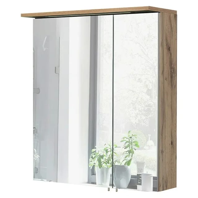 SCHILDMEYER Spiegelschrank »Milan«, BxHxT: 60 x 71 x 16 cm, 2-türig, eiche - braun