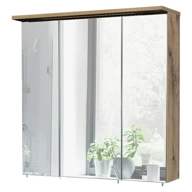 SCHILDMEYER Spiegelschrank »Milan«, BxHxT: 70 x 71 x 16 cm, 3-türig, eiche - braun