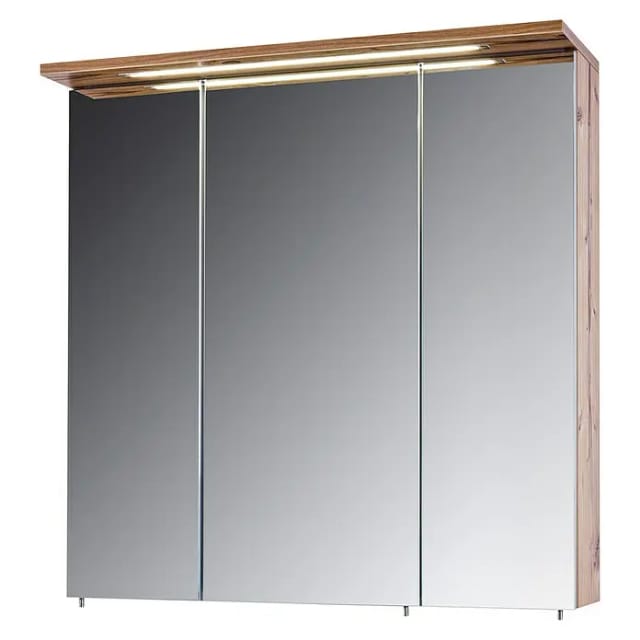 SCHILDMEYER Spiegelschrank »Zadar«, BxHxT: 70 x 71 x 16 cm, 3-türig, silberfichte - braun