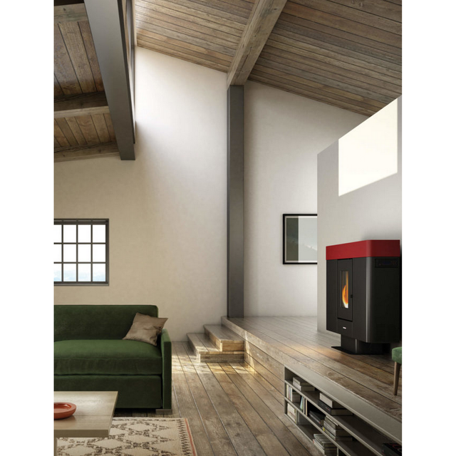 FREEPOINT Pelletofen »Moon«, bordeauxrot, Stahl, 10 kW - schwarz