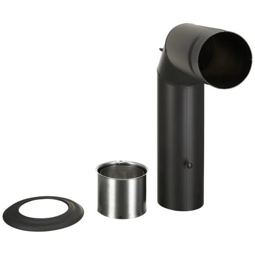 FIREFIX® Winkelrauchrohr, ØxL: 15 x 45 cm, Stärke: 2 mm, Stahl - schwarz
