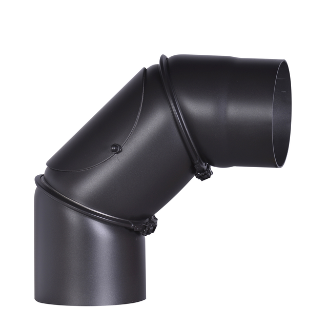 FIREFIX® Rauchrohrbogen, ØxL: 12 x 90 cm, Stärke: 2 mm, Stahl - schwarz