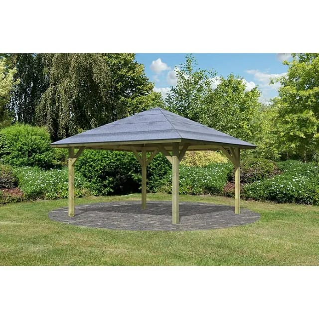 KARIBU Carport »Pavillon Carport«, Außenmaß BxT: 706,5 x 359 cm, natur - gruen