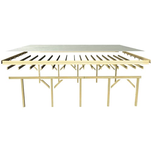 KARIBU Einzelcarport »Classic 3 Variante B inkl. einem Einfahrtsbogen«, Außenmaß BxT: 273 x 777,5 cm, natur - gruen