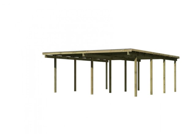 KARIBU Doppelcarport »Eco 2 Variante A«, Außenmaß BxT: 527 x 576 cm, natur - gruen