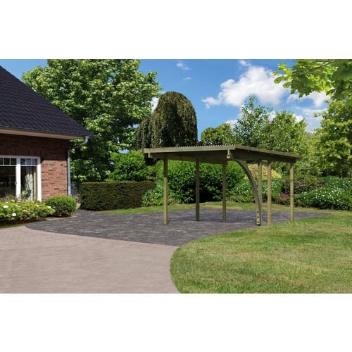 KARIBU Einzelcarport »Eco 1 Variante B«, Außenmaß BxT: 268 x 387 cm, natur - gruen