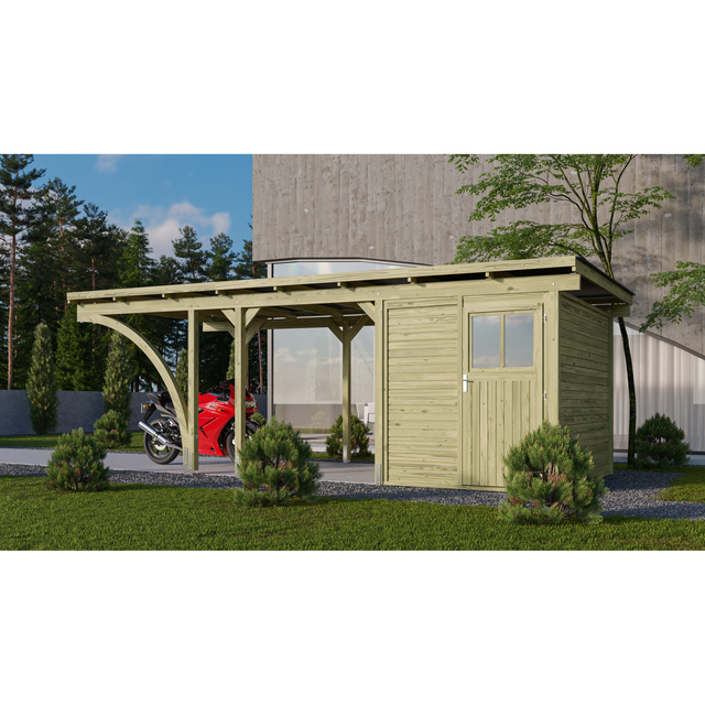 KARIBU Einzelcarport »Eco 2 Variante B«, Außenmaß BxT: 268 x 576 cm, natur - gruen