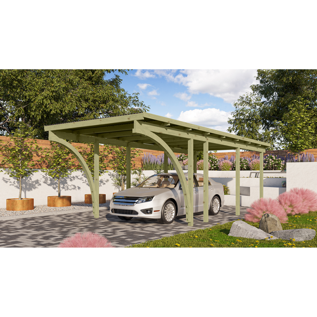 KARIBU Einzelcarport »Eco 2 Variante C«, Außenmaß BxT: 268 x 576 cm, natur - gruen