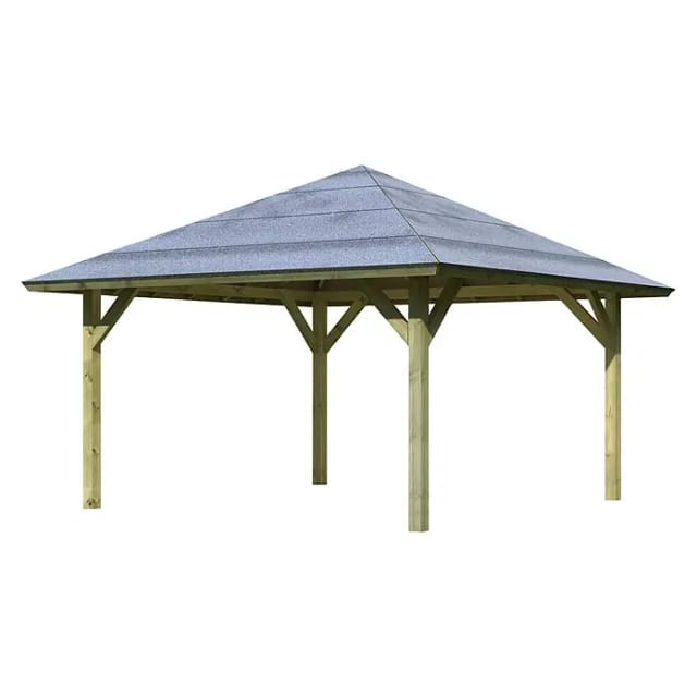 KARIBU Pavillon »Holm 1«, Walmdach, viereckig, BxHxT: 431 x 315 x 431 cm - braun