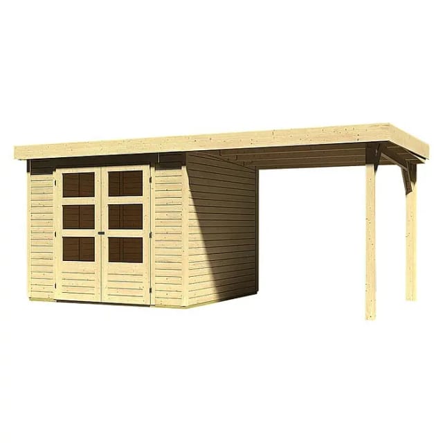 KARIBU Gartenhaus »ASKOLA 3,5«, Holz, BxHxT: 462 x 211 x 246 cm (Außenmaße inkl. Dachüberstand) - beige