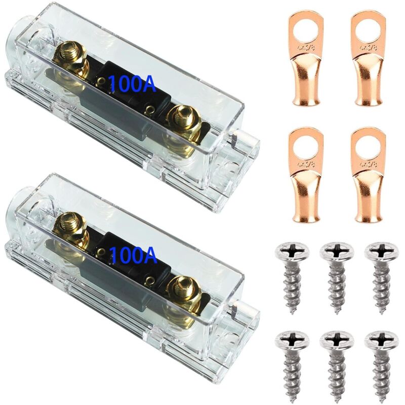 2 Stück 100 A Anl Portsicherungen 100 Ampere Vom Kaliber 0/2/4 Mit 100 A Anl-schmelzsicherungen Für Fahrzeug, Lkw, Heimwerker + 4 Stück Kupfer-antennengehäuse 3/8" Für Audio- Und Videosysteme
