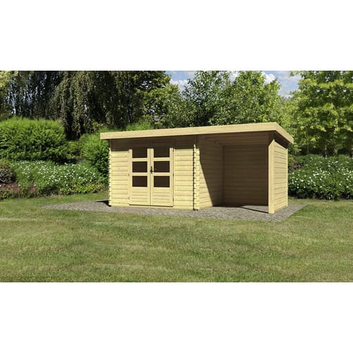 KARIBU Gartenhaus »Bastrup 3«, Holz, BxHxT: 479 x 217 x 237 cm (Außenmaße inkl. Dachüberstand) - beige