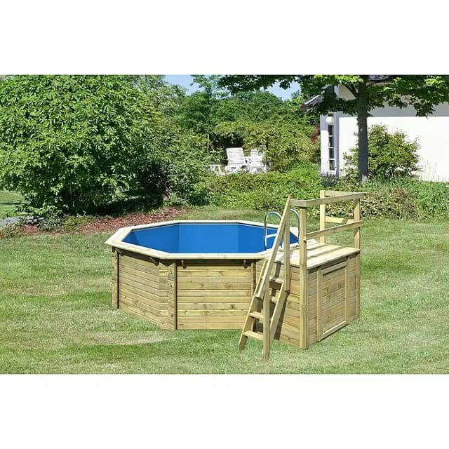 KARIBU Achtformpool »Var. B«, braun, 11000 l, BxLxH: 358x350x124 cm