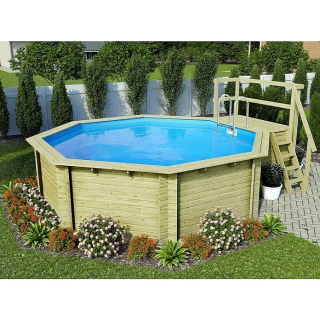 KARIBU Achtformpool »Var. B«, braun, 16000 l, BxLxH: 428x420x124 cm