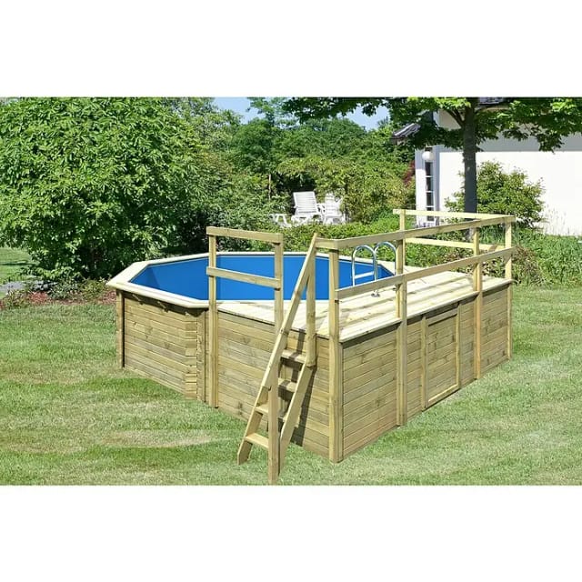 KARIBU Achtformpool »Var. D«, braun, 16000 l, BxLxH: 428x420x124 cm