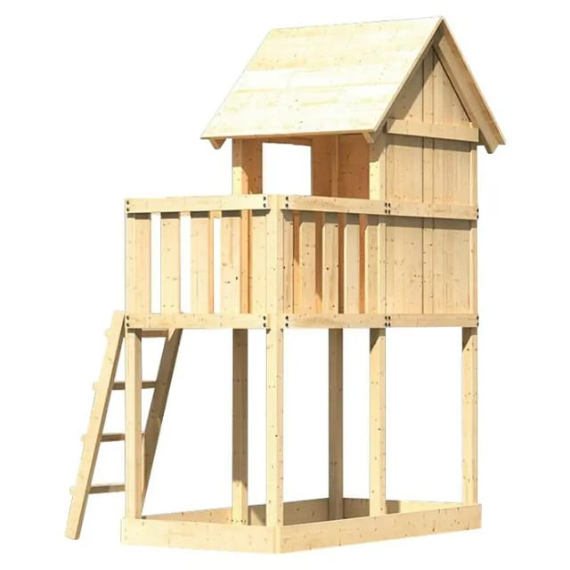 KARIBU Spielhaus »Frieda«, BxHxT: 137 x 291 x 119 cm, Holz, natur - beige
