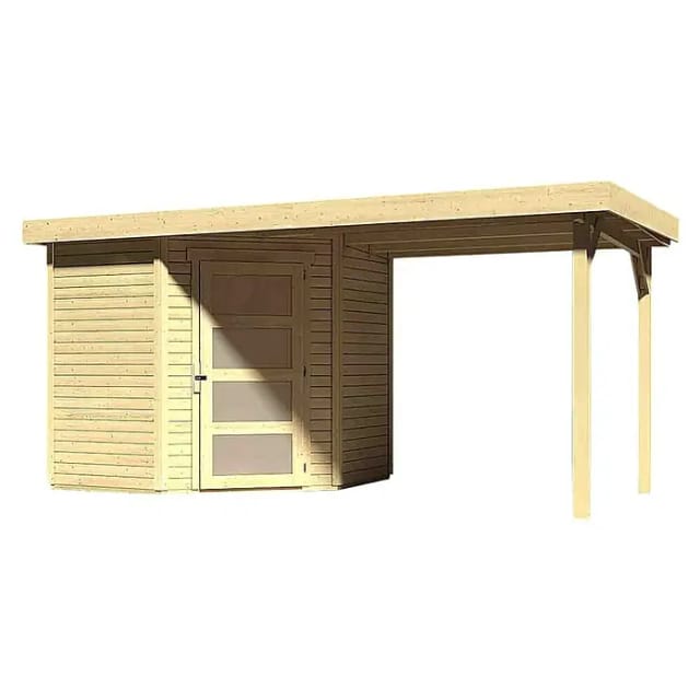 KARIBU Gartenhaus »Schwandorf 5«, Holz, BxHxT: 433 x 218 x 217 cm (Außenmaße inkl. Dachüberstand) - beige