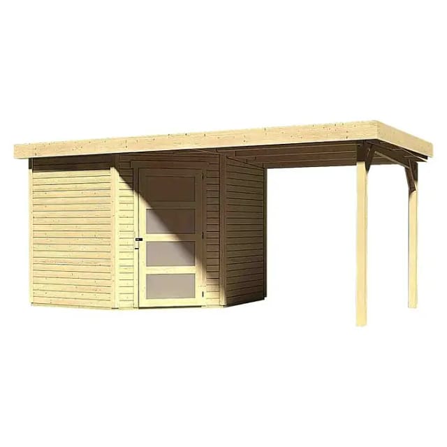KARIBU Gartenhaus »Schwandorf 5«, Holz, BxHxT: 462 x 218 x 246 cm (Außenmaße inkl. Dachüberstand) - beige