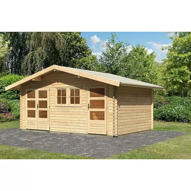 KARIBU Gartenhaus »Lagor 2«, Holz, BxHxT: 507 x 273 x 327 cm (Außenmaße inkl. Dachüberstand) - beige