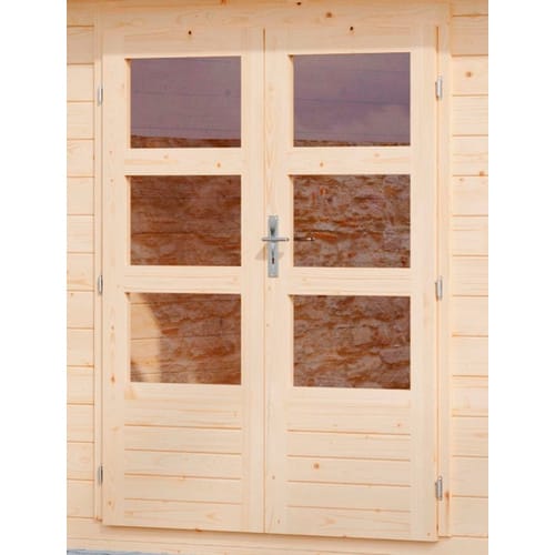 KARIBU Gartenhaus »Bastrup 4«, Holz, BxHxT: 237 x 222 x 297 cm (Außenmaße inkl. Dachüberstand) - beige