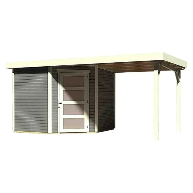 KARIBU Gartenhaus »Schwandorf«, Holz, BxHxT: 433 x 218 x 217 cm (Außenmaße inkl. Dachüberstand) - grau