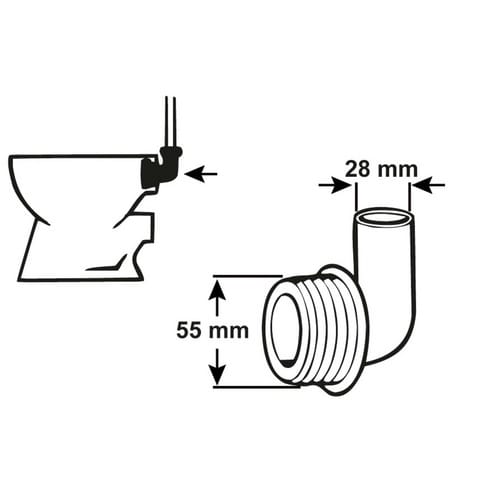 CORNAT Winkel-Spülrohrverbinder, Gummi, weiß, 28_32mm/55mm - weiss
