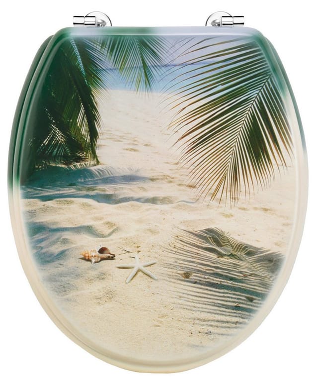 CORNAT WC-Sitz »PALMEN AM STRAND«, MDF, D-Form - bunt
